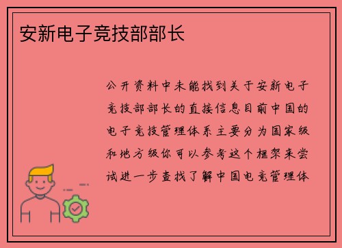 安新电子竞技部部长